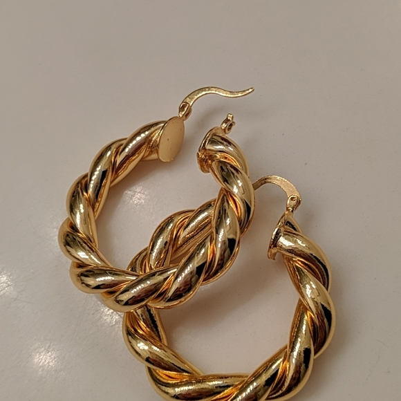 Chunky Gold Hoop Earrings - Picture 2 of 4